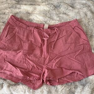 Women's light red Drawstring Casual Shorts